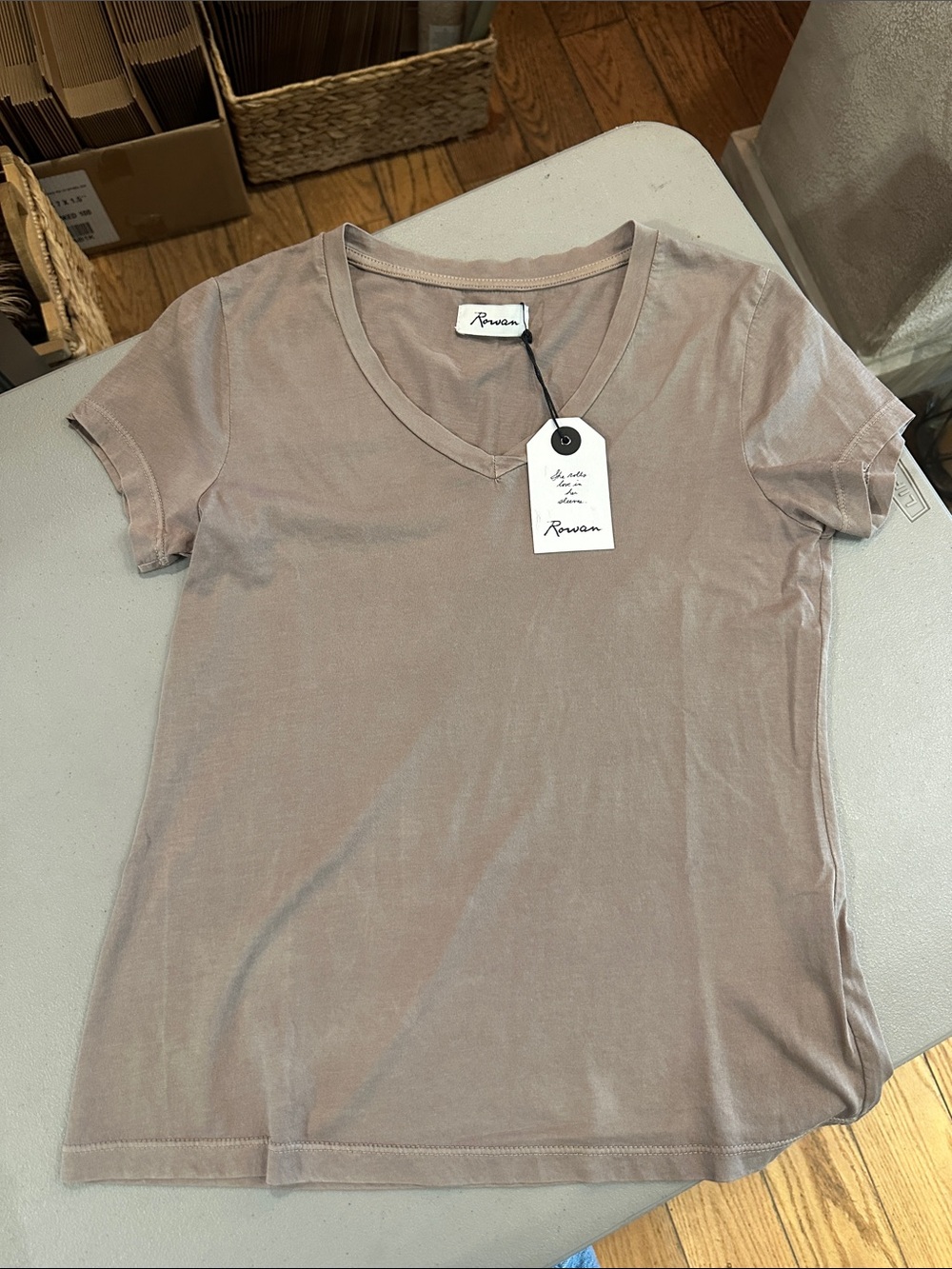 Rowan Classic tyler V-Neck Short Sleeve Tee in Taupe